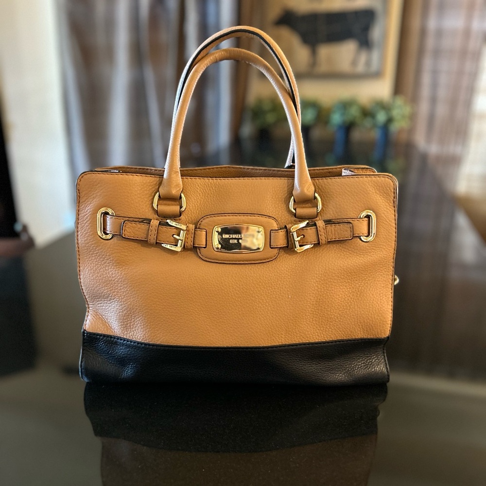 Michael Kors Camel and Black Satchel